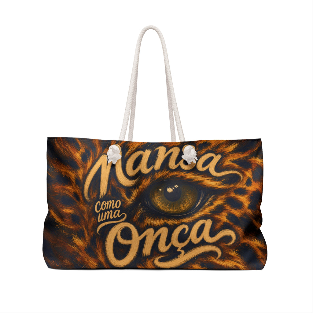 Leopard Eye Weekender Bag – "Mansa Como Uma Onça" Travel Tote
