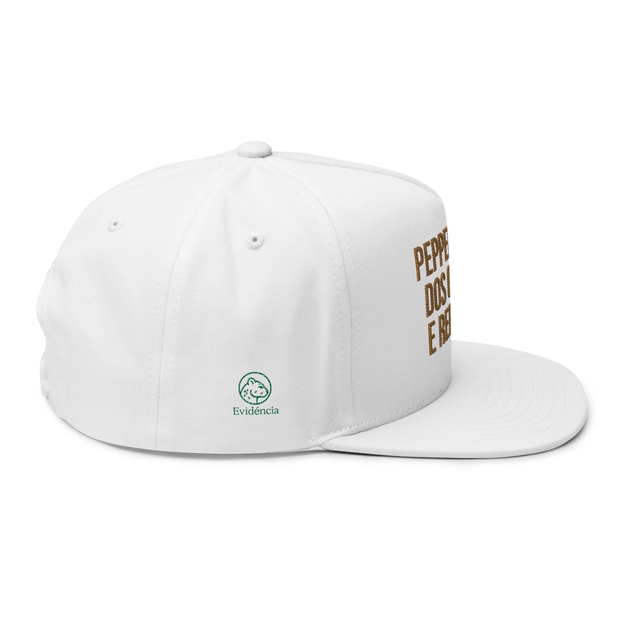 Embroidered Flat Bill Cap — 'PEPPER NO CU DOS OTHERS E REFRESCO' Statement Snapback