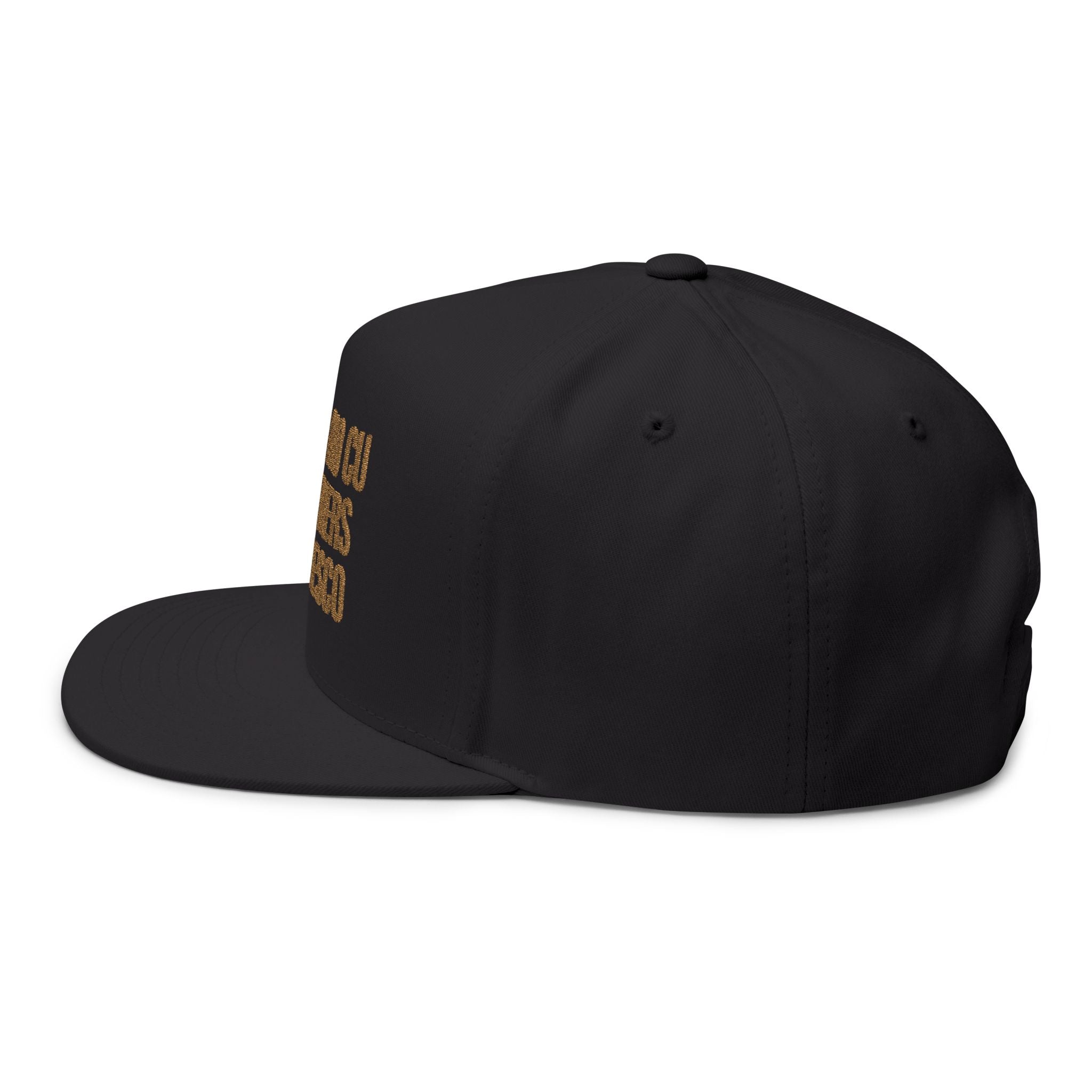 Embroidered Flat Bill Cap — 'PEPPER NO CU DOS OTHERS E REFRESCO' Statement Snapback