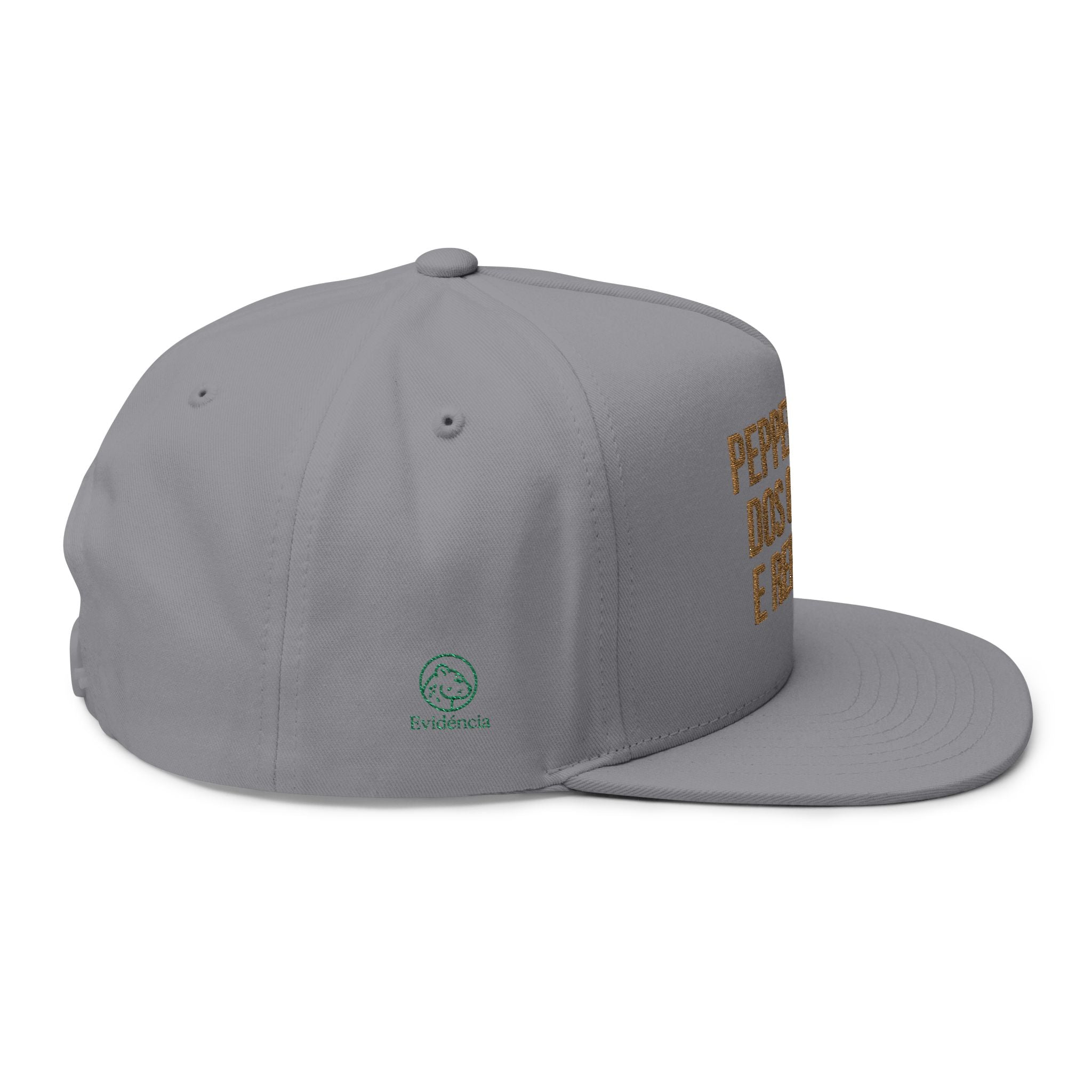 Embroidered Flat Bill Cap — 'PEPPER NO CU DOS OTHERS E REFRESCO' Statement Snapback