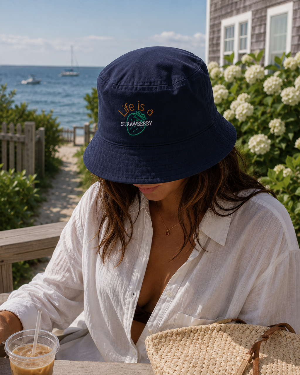 'Life Is a Strawberry' Embroidered Bucket Hat III